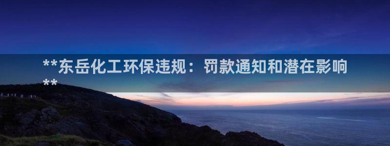 亿万第一季解说：**东岳化工环保违规：罚款通知和潜在影响
**