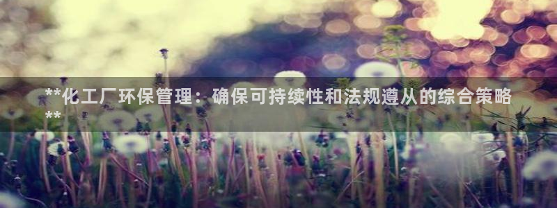 亿万国际游戏官网手机版：**化工厂环保管理：确保可持续性和法规遵从的综合策略
**